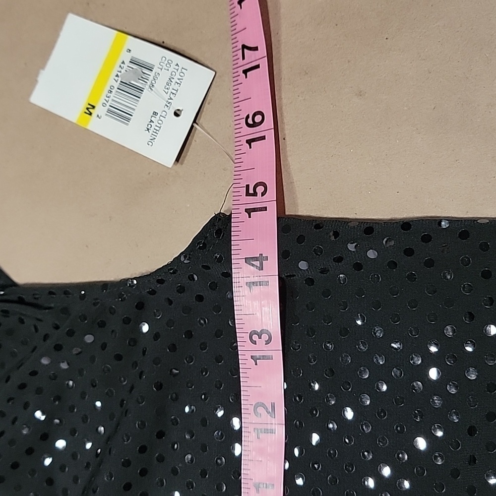 Love Tease One-Shoulder Black Sequin Mesh Top - Picture 8 of 13